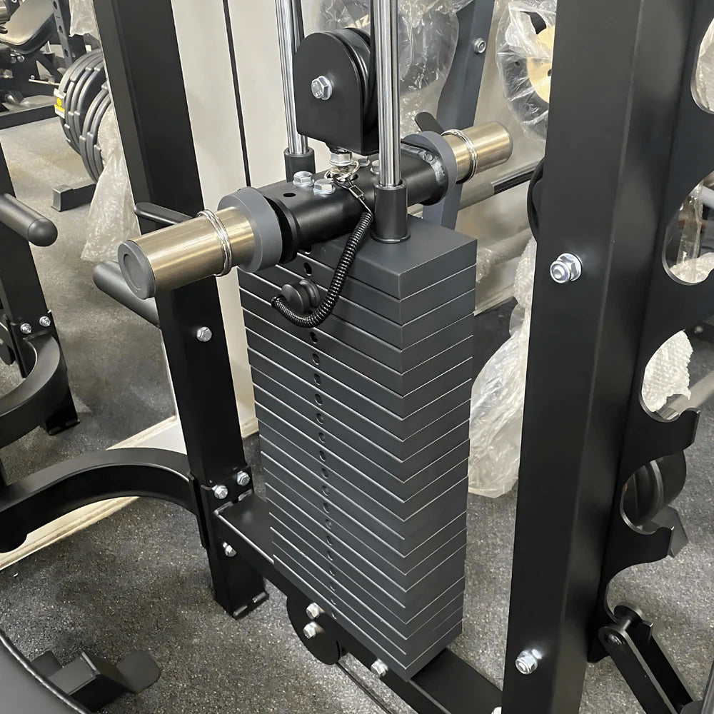 BEAST MODE BUNDLE WITH RUBBER-COATED TRI-GRIP RUBBER-COATED OLYMPIC PLATES, BAR AND FID BENCH