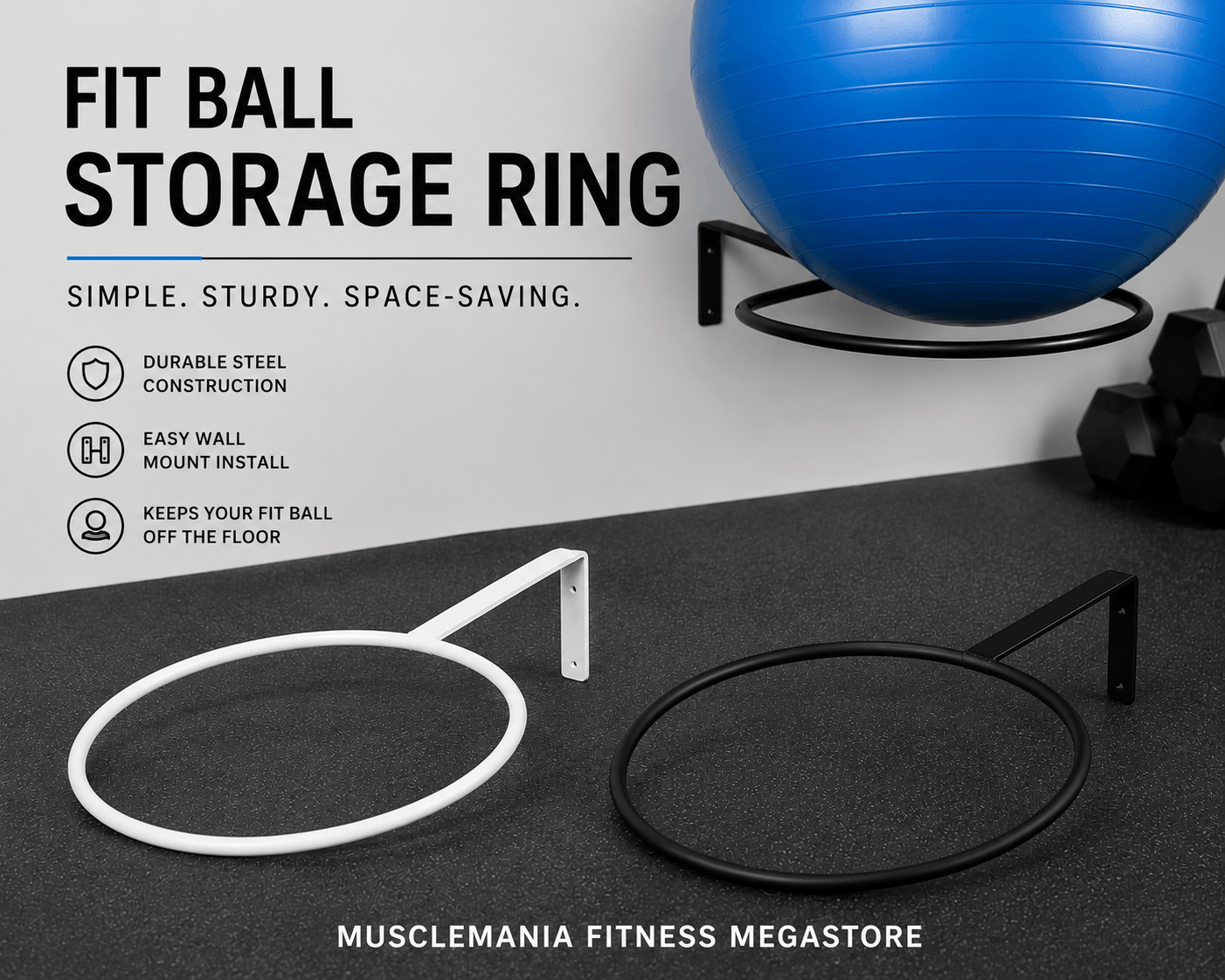Fit Ball & Gym Ball Metal Wall Storage Ring Bracket