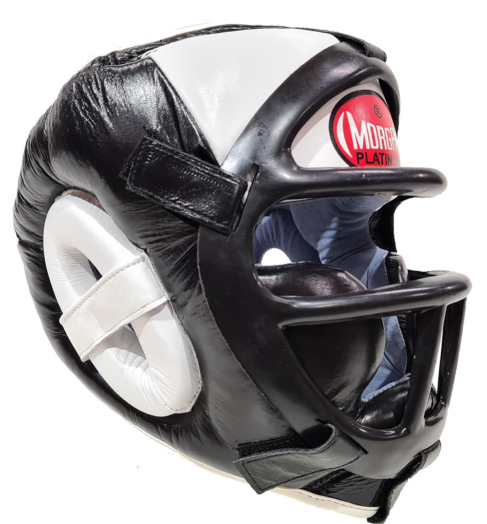 Morgan Leather Head Guard With ABX Plastic Removable Grill