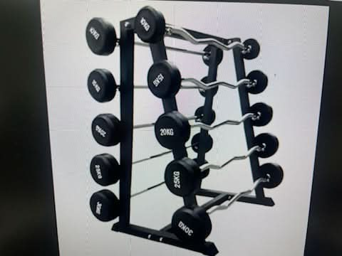 Fixed Ezy-Curl Bar Set 10-35kgs with Stand (10 Bars), Commercial Grade