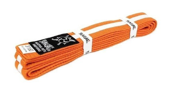 YAMASAKI COLOURED MARTIAL ARTS BELTS (WITH WHITE STRIPE)