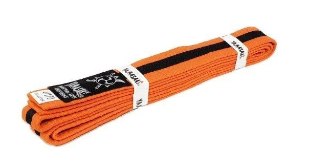 YAMASAKI COLOURED MARTIAL ARTS BELTS (WITH BLACK STRIPE)