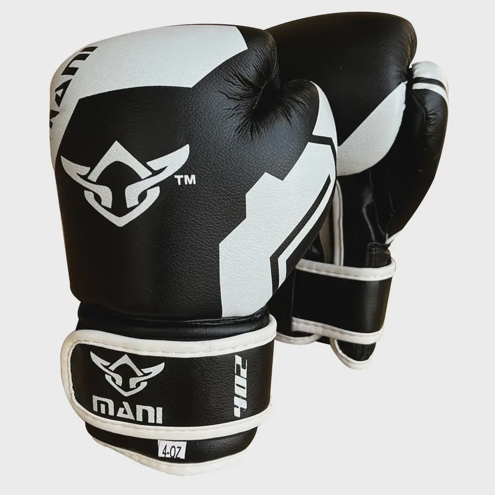 MANI SPORTS - BLACK & WHITE JUNIOR BOXING GLOVES