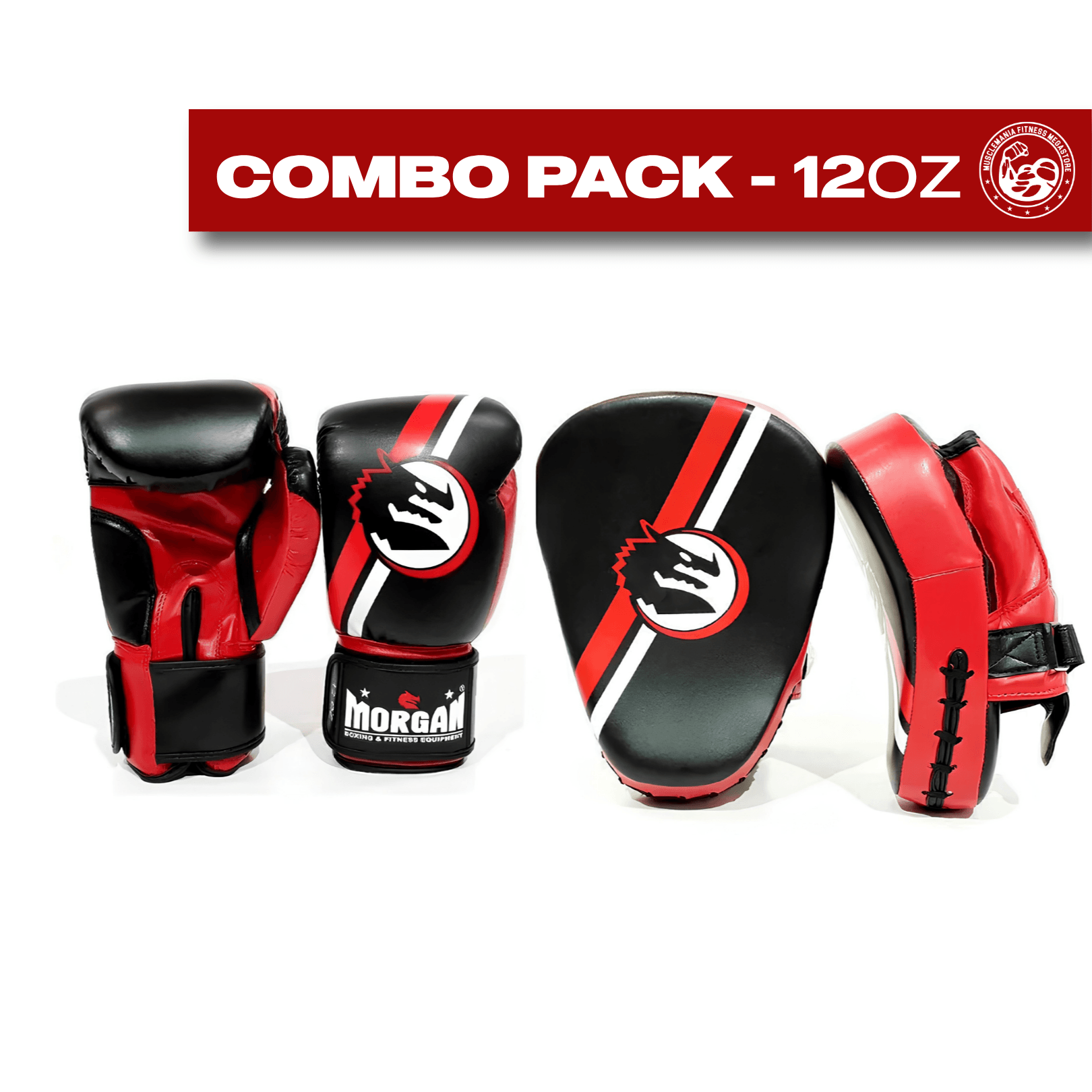 Morgan Boxing Gloves & Focus Pads Combo | 12oz Boxing Training Set