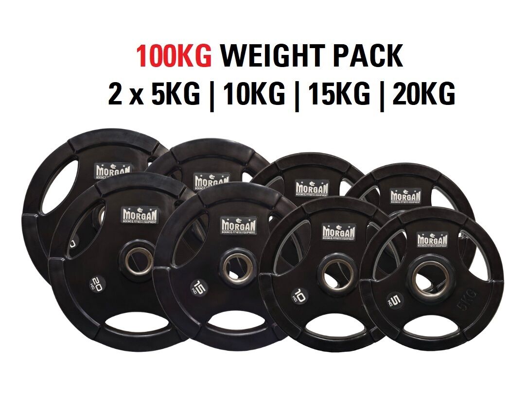 MORGAN 100KG OLYMPIC WEIGHT PLATE PACK | 5KG–20KG RUBBER PLATES [PAIRS]