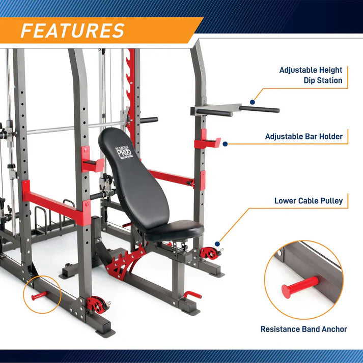 FATHER'S DAY SPECIAL: Marcy Pro Smith Machine Home Gym Training System Cage with Bench | SM-4903