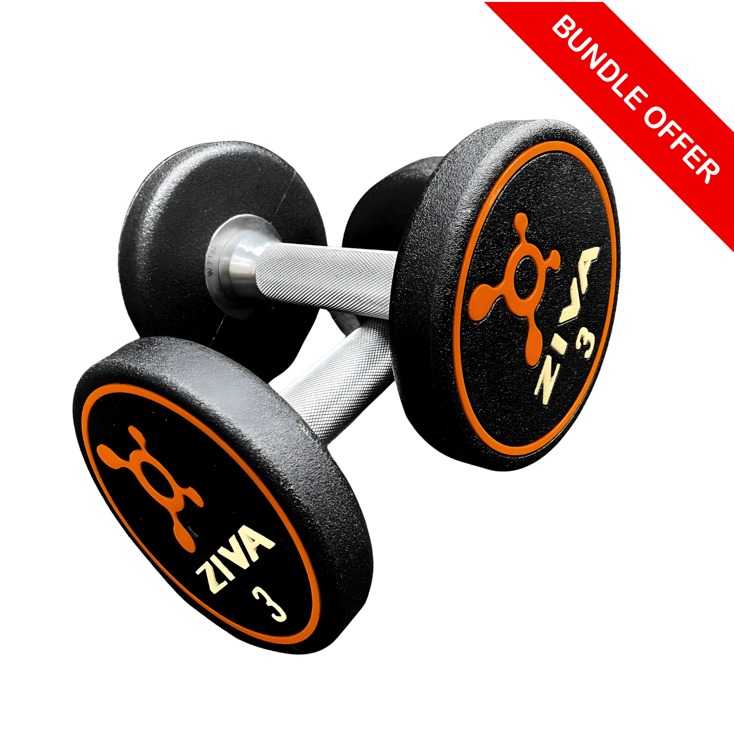 CLEARANCE PACKAGE: Ziva Premium Orange Dumbbells (12 Pairs Total) - 3kg & 4kg
