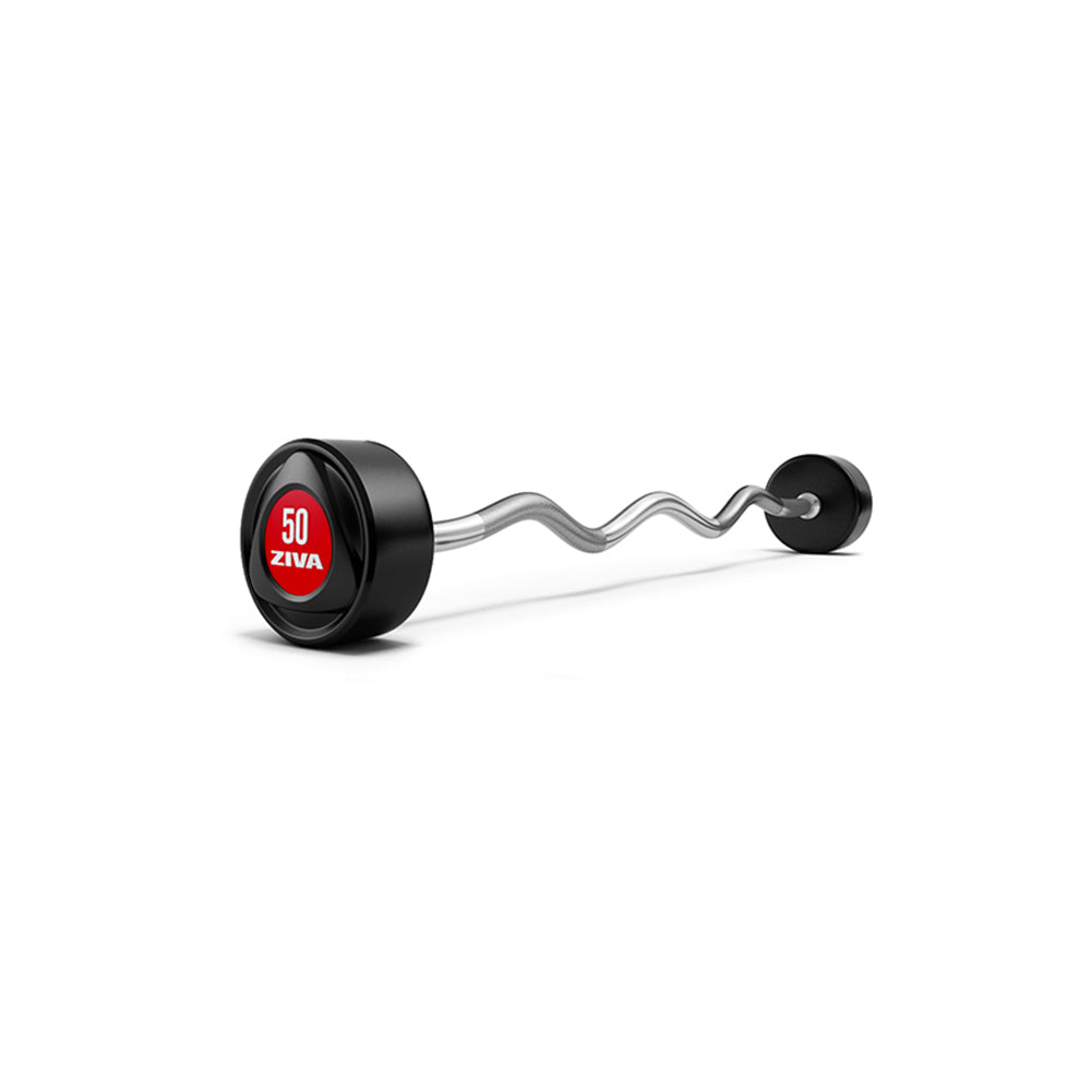 ZIVA SL Premium Urethane EZ Curl Barbell - 35KGS (Black & Red)