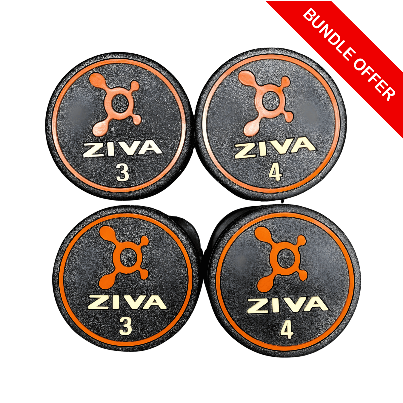 CLEARANCE PACKAGE: Ziva Premium Orange Dumbbells (12 Pairs Total) - 3kg & 4kg