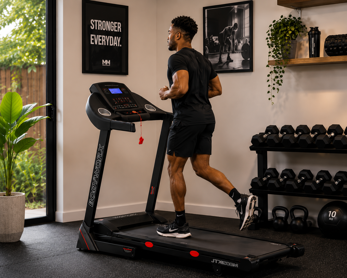 Bodyworx JTX150BM Treadmill | Foldable Home Treadmill with Auto Incline