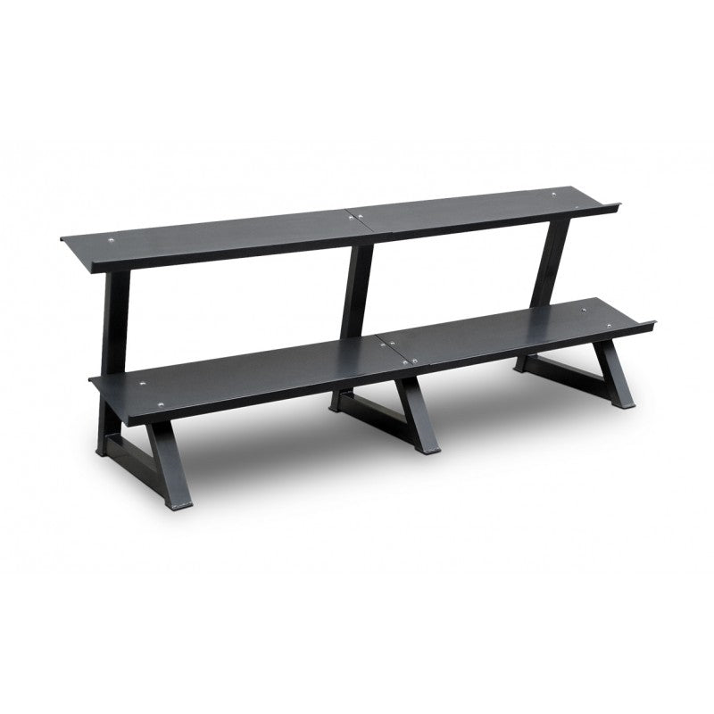 Package Deal:  Class A Rubber Hex Dumbbell Set (12.5kgs to 35kgs, 10 pairs) + Commercial-Grade 2-Tier Flat-Tray Storage Stand