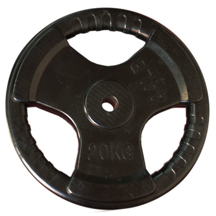Standard Rubber Coated Tri-Grip Weight Plates (28mm bars), $5.95/kg