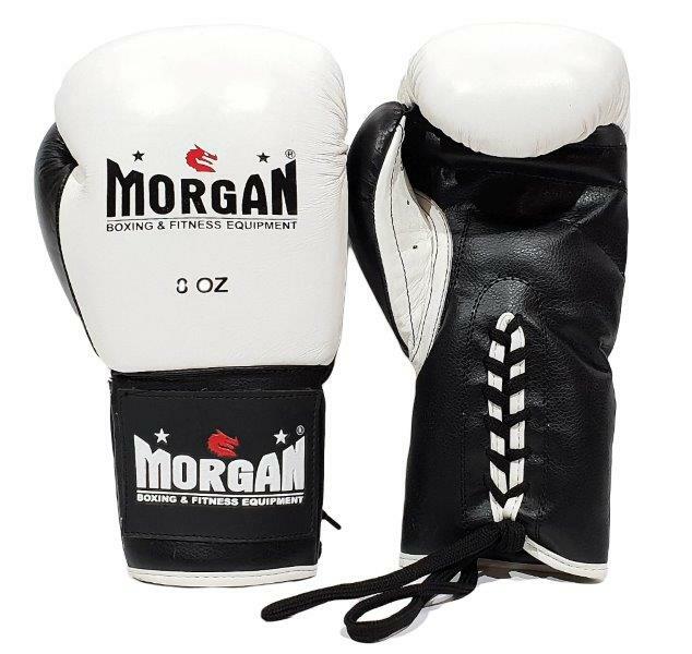 MORGAN LACE UP LEATHER FIGHT NIGHT BOXING GLOVES (8 - 10oz)