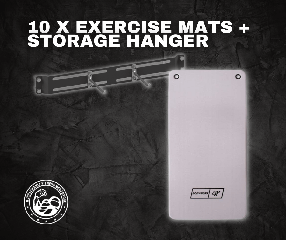 Bodyworx Exercise Mats 10 Pce + Adjustable Storage Wall Rack