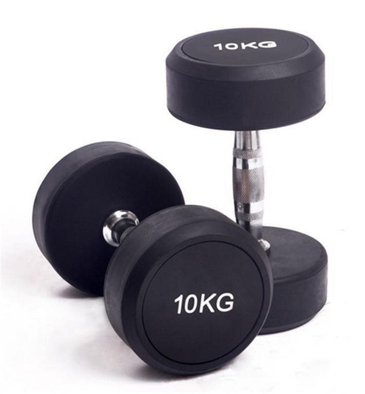 SPECIAL! 10-40kg Commercial Rubber Round Dumbbell Set + 2-Tiers Dumbbell Rack - Musclemania Fitness MegaStore
