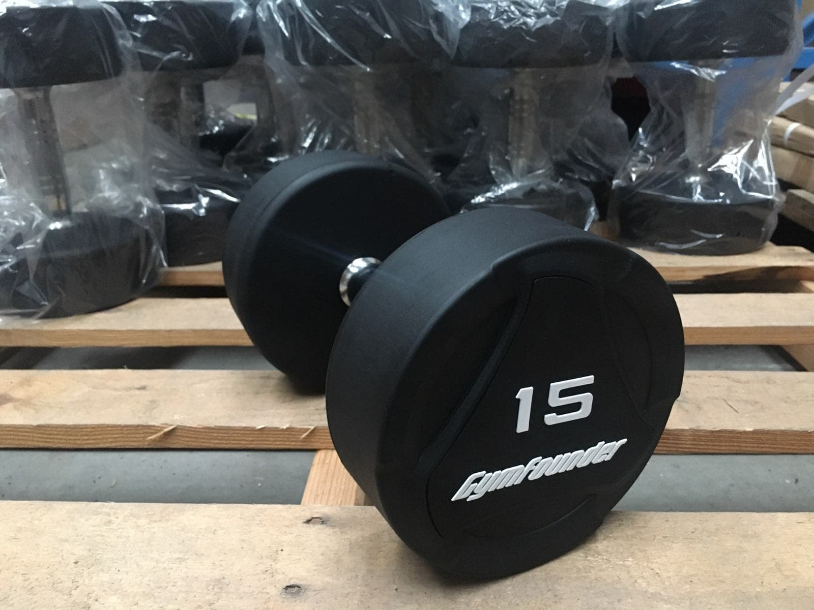 STOCK LIQUIDATION - Black PU Rubber-Coated  Commercial Dumbbells, Sold in Pairs (Style 1)