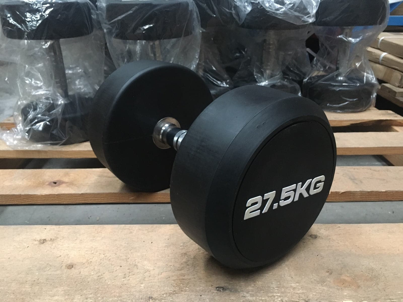 CLEARANCE - Black PU Rubber-Coated Commercial Dumbbells, Sold in Pairs (Style 2)