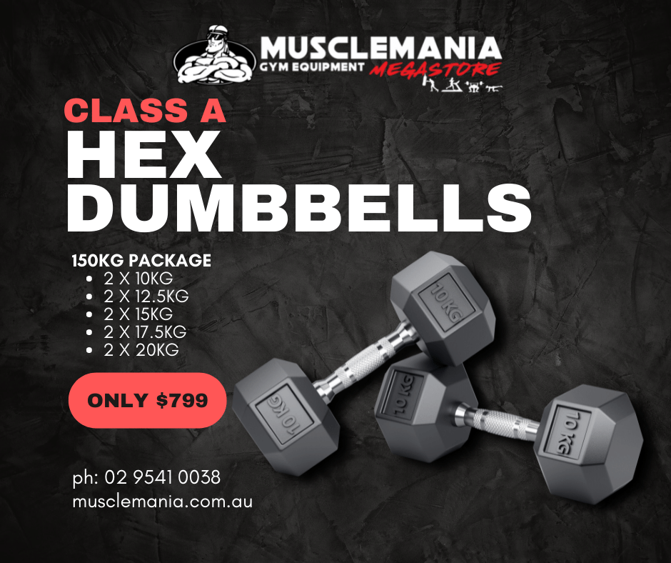 PACKAGE DEAL - "Class A" Hex Dumbbell Pack - 150KGS