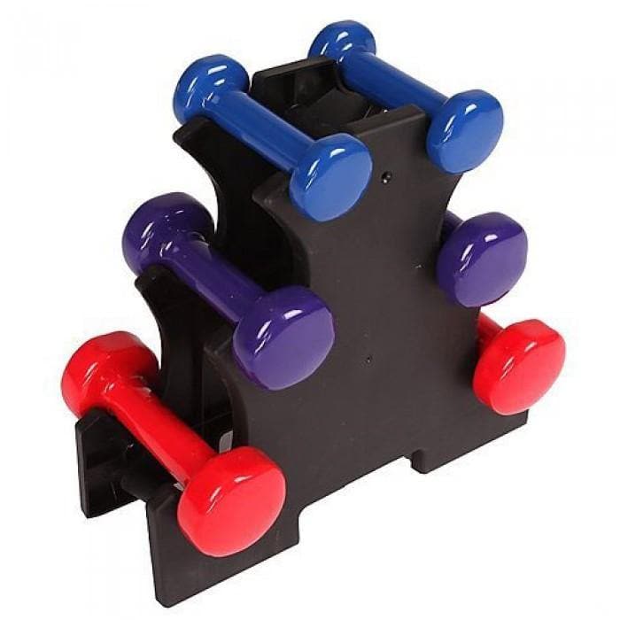 Mini D-B Rack for 3 pairs of Vinyl or Neoprene Dumbbells - Musclemania Fitness MegaStore